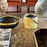 Mid-century cream parchment ice bucket, Aldo Tura Italy 1950s