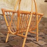 Vintage 1950s rattan magazine holder