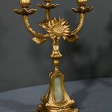 Pair of candelabra in gilded spelter and onyx – 1940