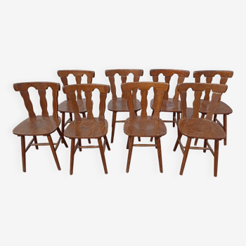 Lot de 8 chaises de bistrot bois - année 70 80 90