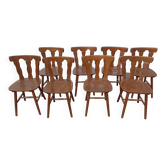 Set of 8 wooden bistro chairs - year 70 80 90