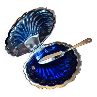 Stainless steel and glass shell butter dish