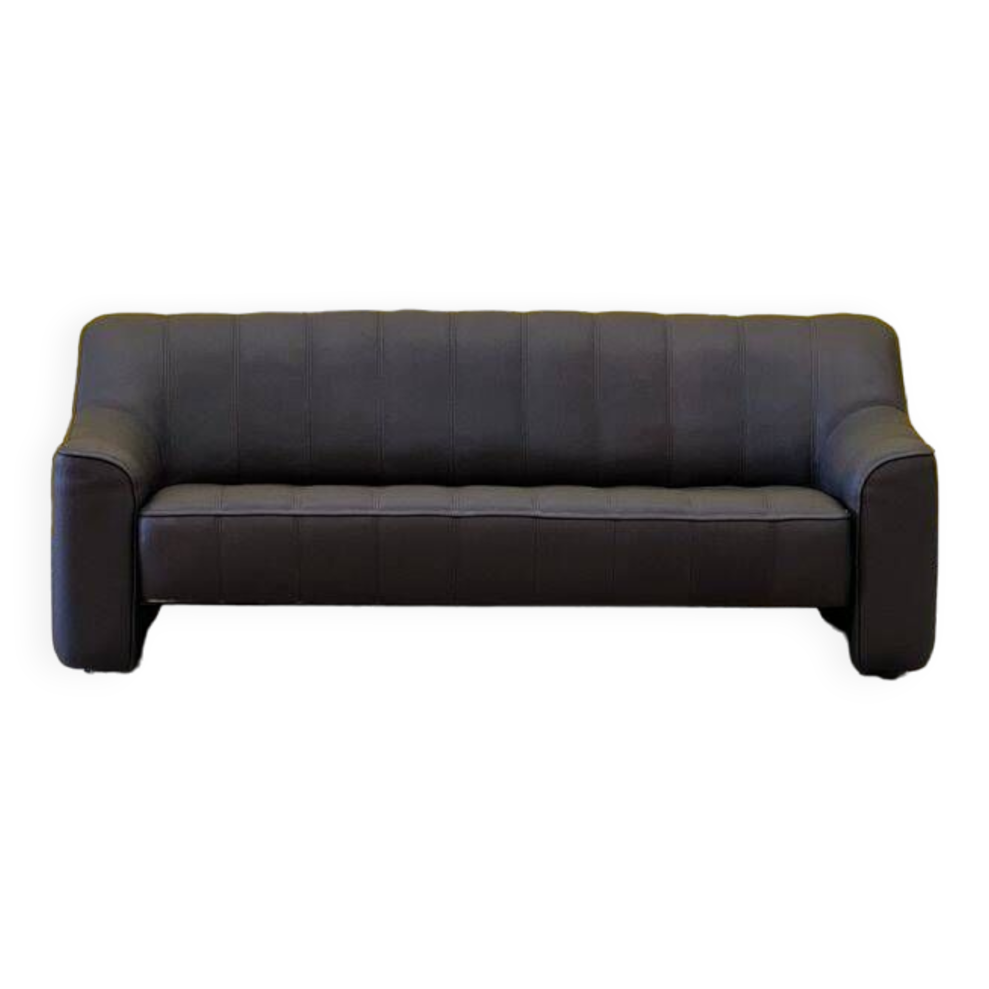 Black leather 3-seater sofa by De Side, from 1970's model 44