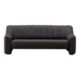 Black leather 3-seater sofa by De Side, from 1970's model 44