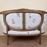 Louis XVI Style Basket Bench with floral fabric