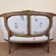 Louis XVI Style Basket Bench with floral fabric