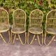 Série de 4 chaises en rotin des années 60