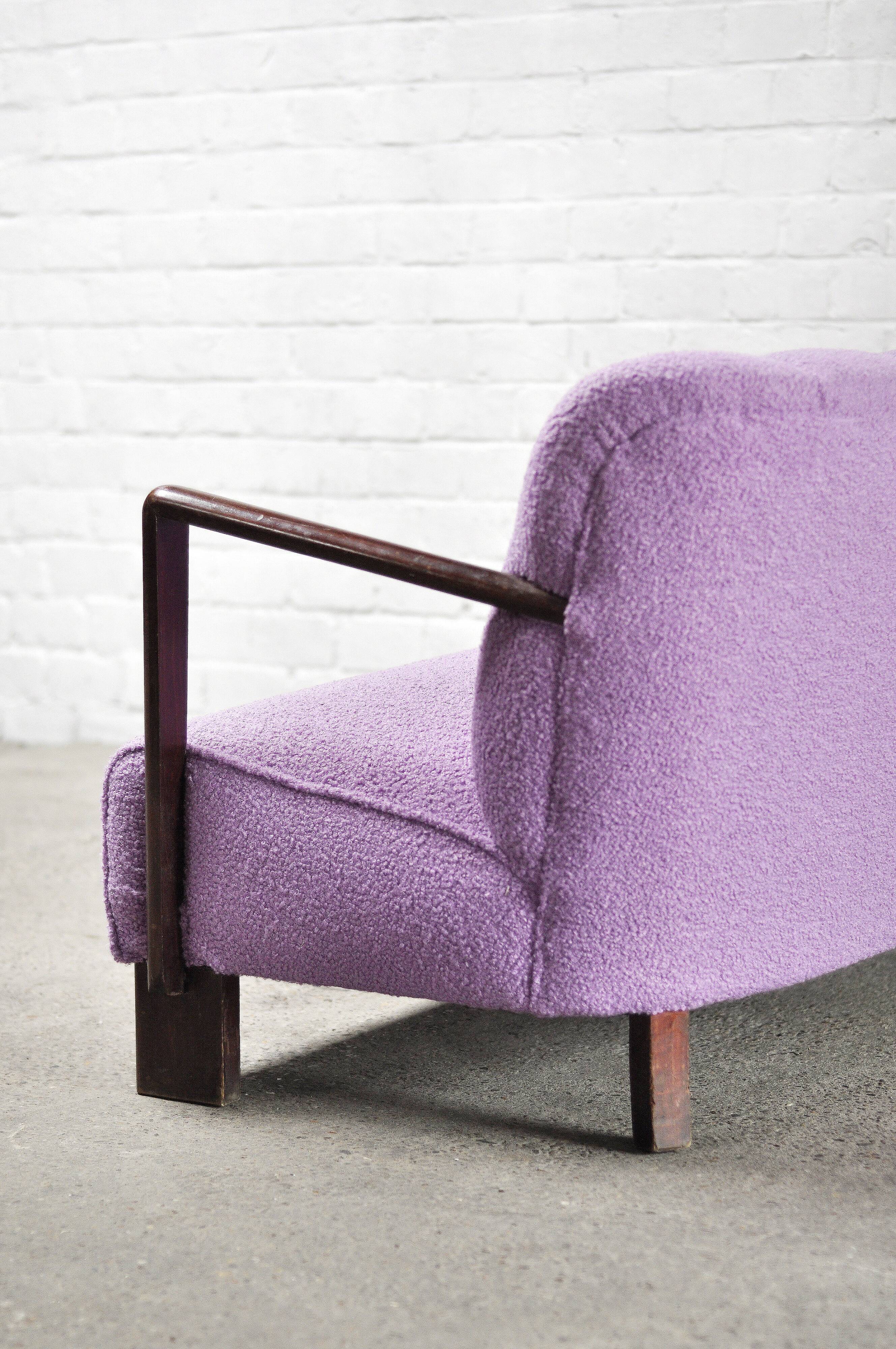 Mid-Century Italian Sofa in Purple Bouclé Wool, 1950s