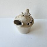 Zoomorphic flower pick in cream-colored glazed stoneware - les argonautes