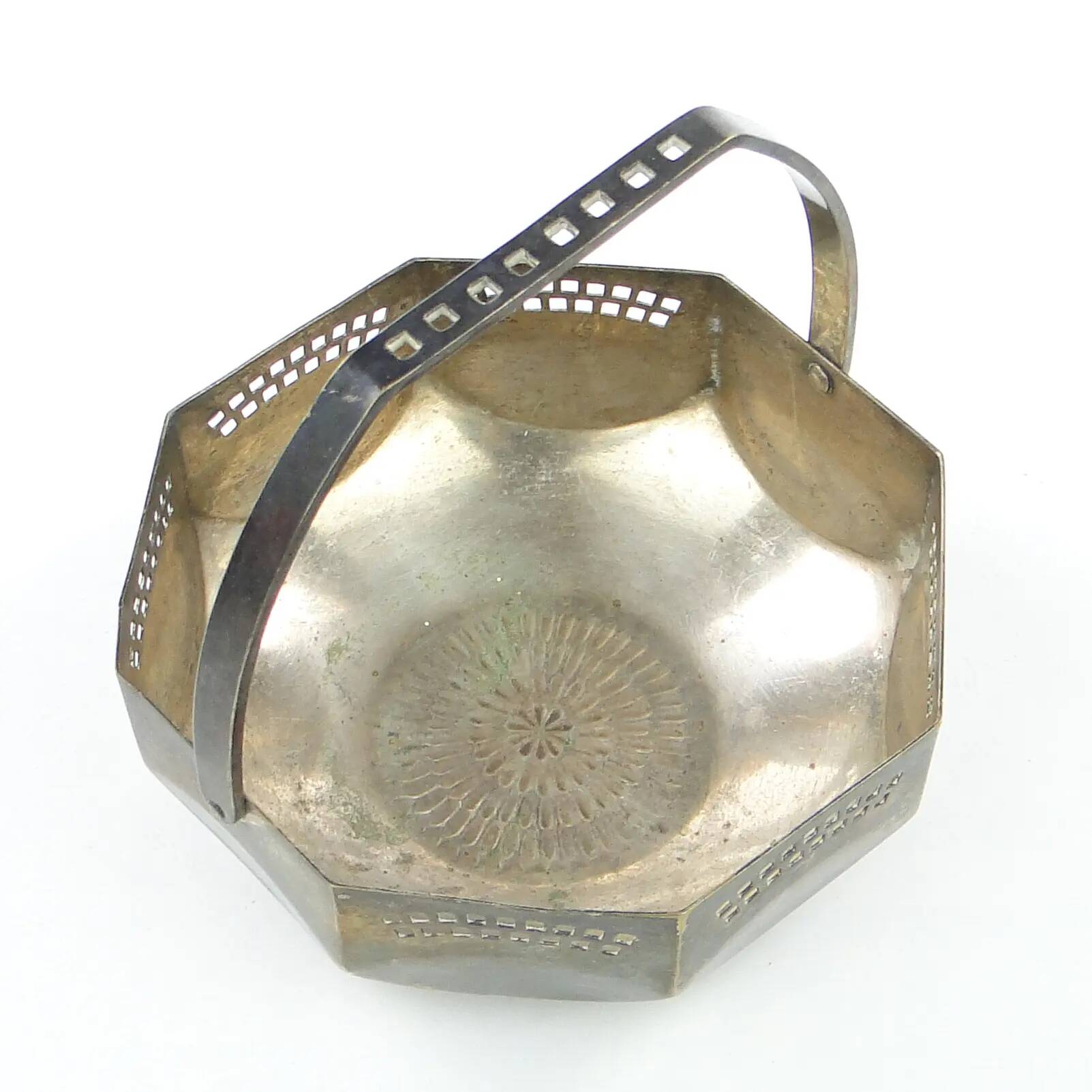 Art Nouveau sugar bowl, silver-plated brass, Austria, early 20th century