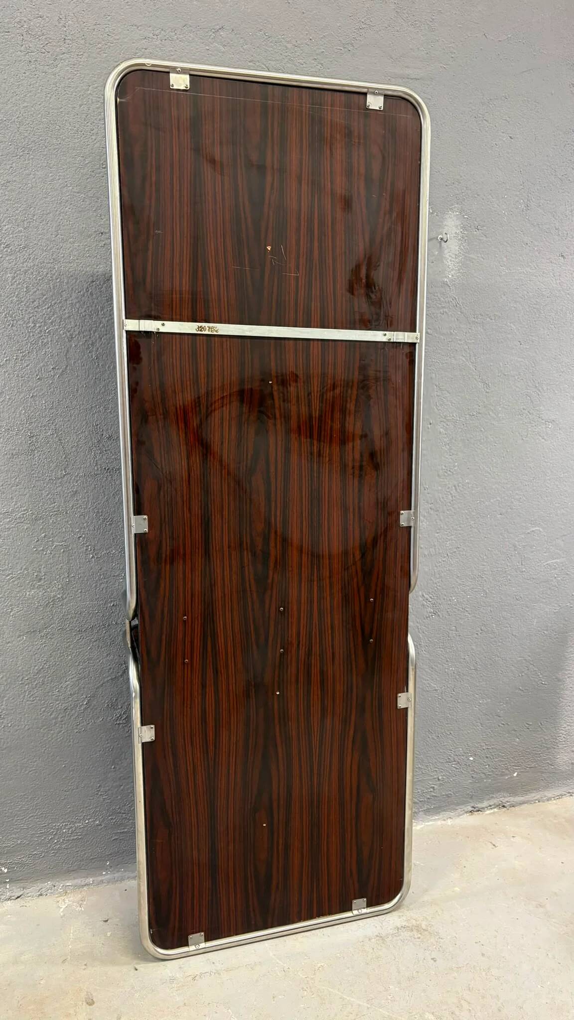 Console murale en chrome et palissandre avec miroir, années 1970, italienne.
