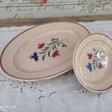 Set of 2 oval dishes trundles 30s earthenware K&G Lunéville model Denise
