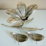 Flower, removable ashtrays and spades, iconic object 70s, silver bronze signed eLeCe Lisboa