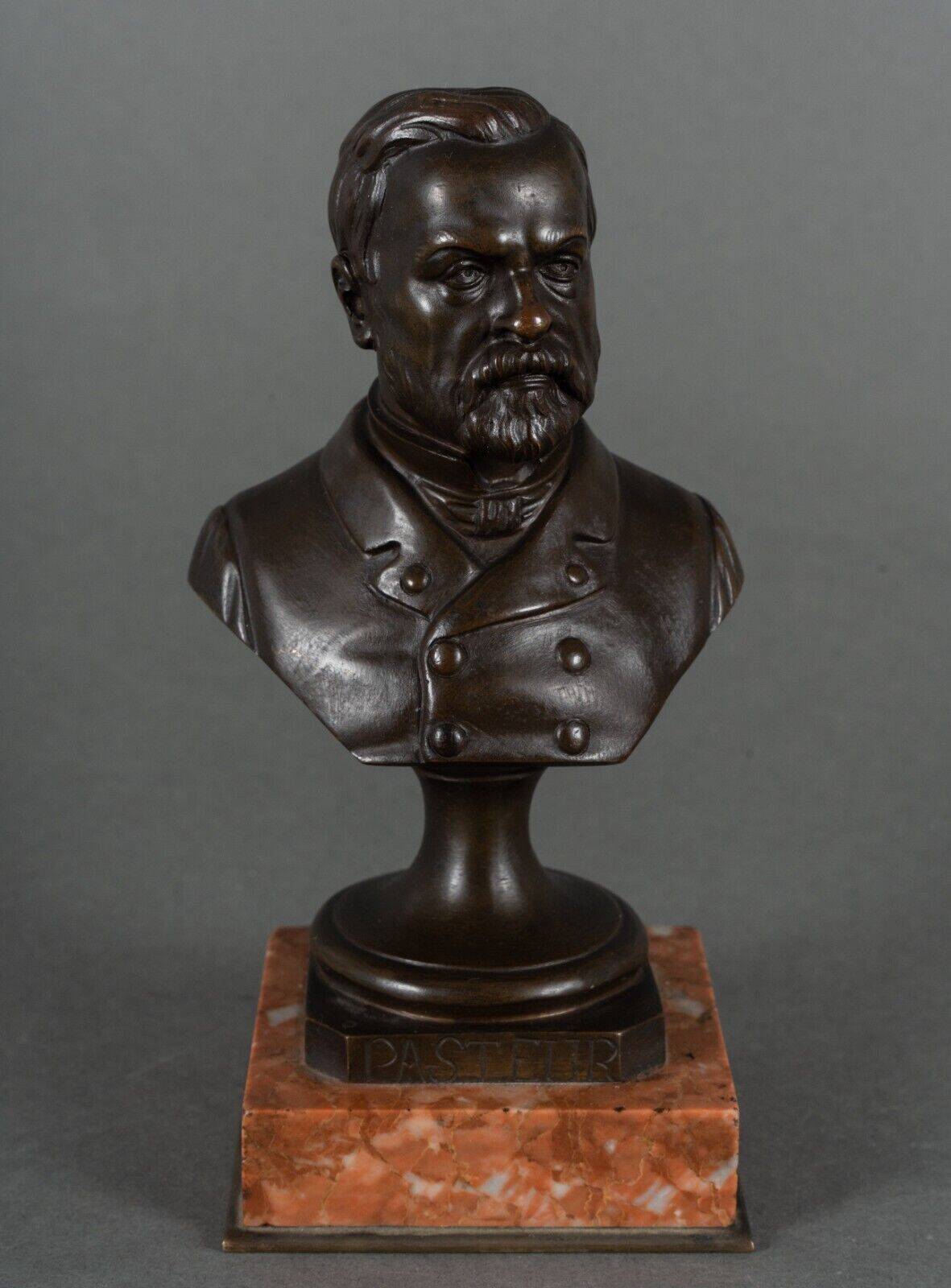 Bronze bust of Pasteur 19th century with chocolate patina on marble base