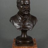 Bronze bust of Pasteur 19th century with chocolate patina on marble base
