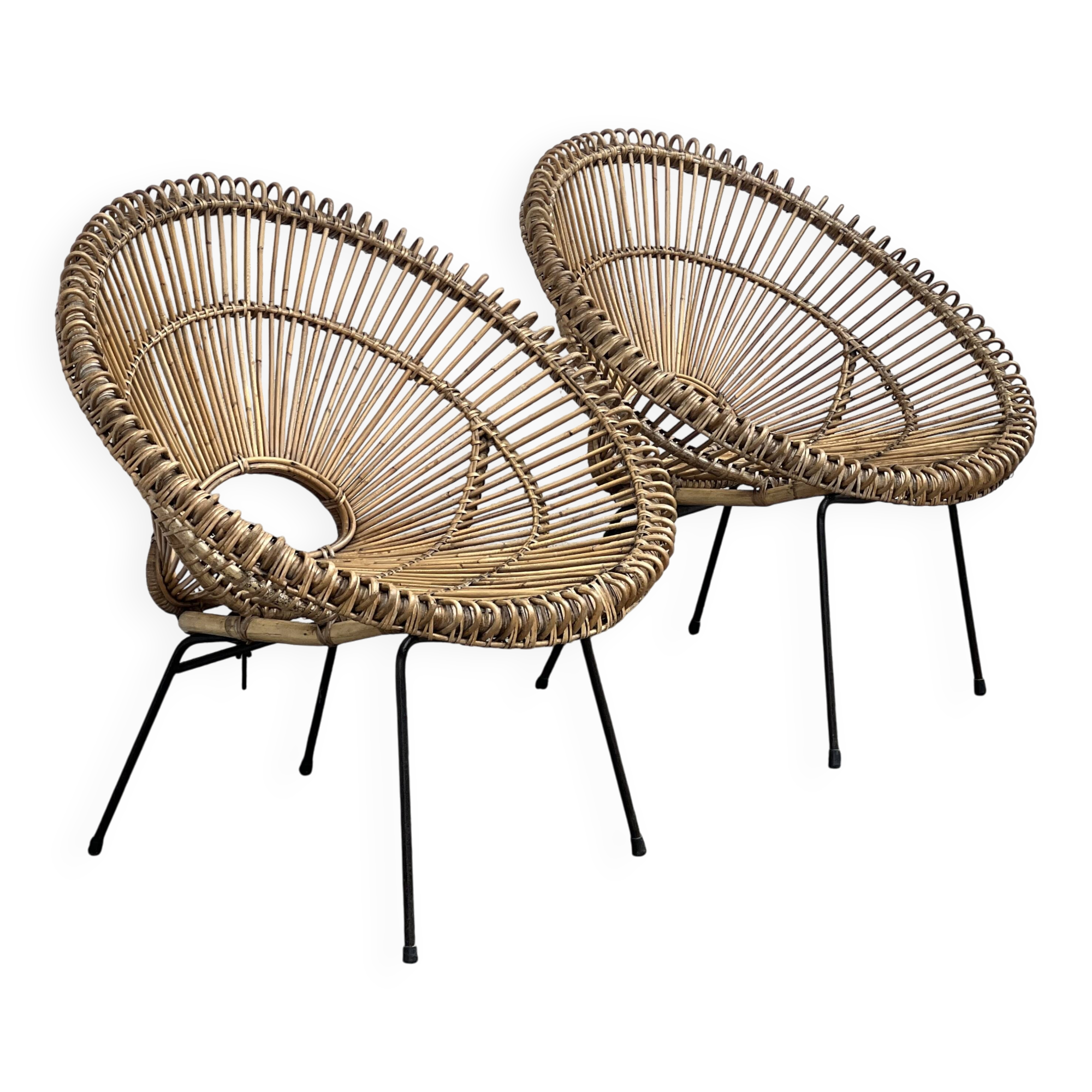 Pair of rattan armchairs