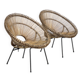 Paire de fauteuils en rotin