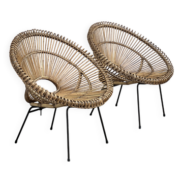 Pair of rattan armchairs