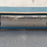 Wood and blue coffee table