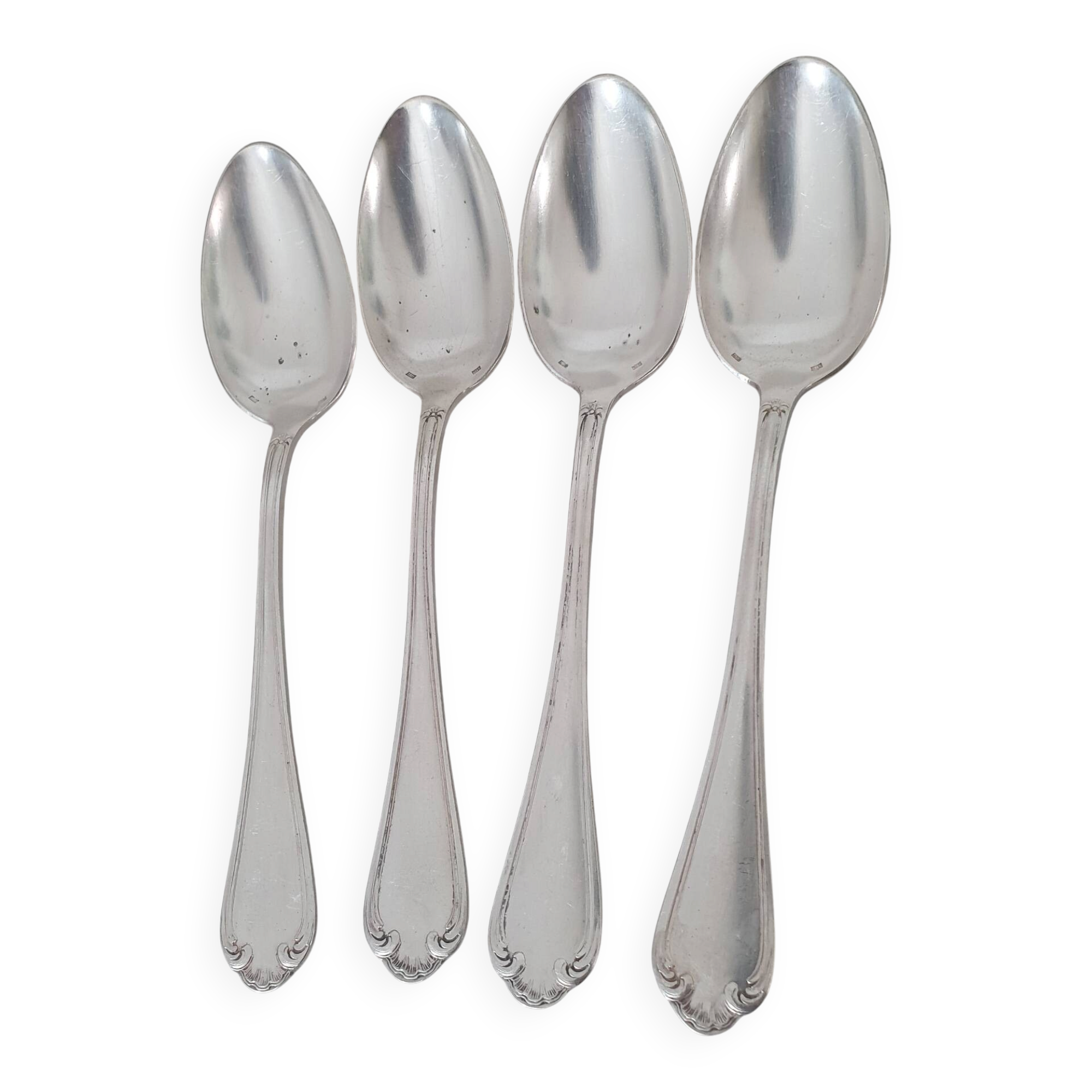 Large silver-plated metal spoon (silver hallmark) Louis XV style