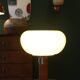 Mid-century vintage lamp — amber glass globe, 1960s