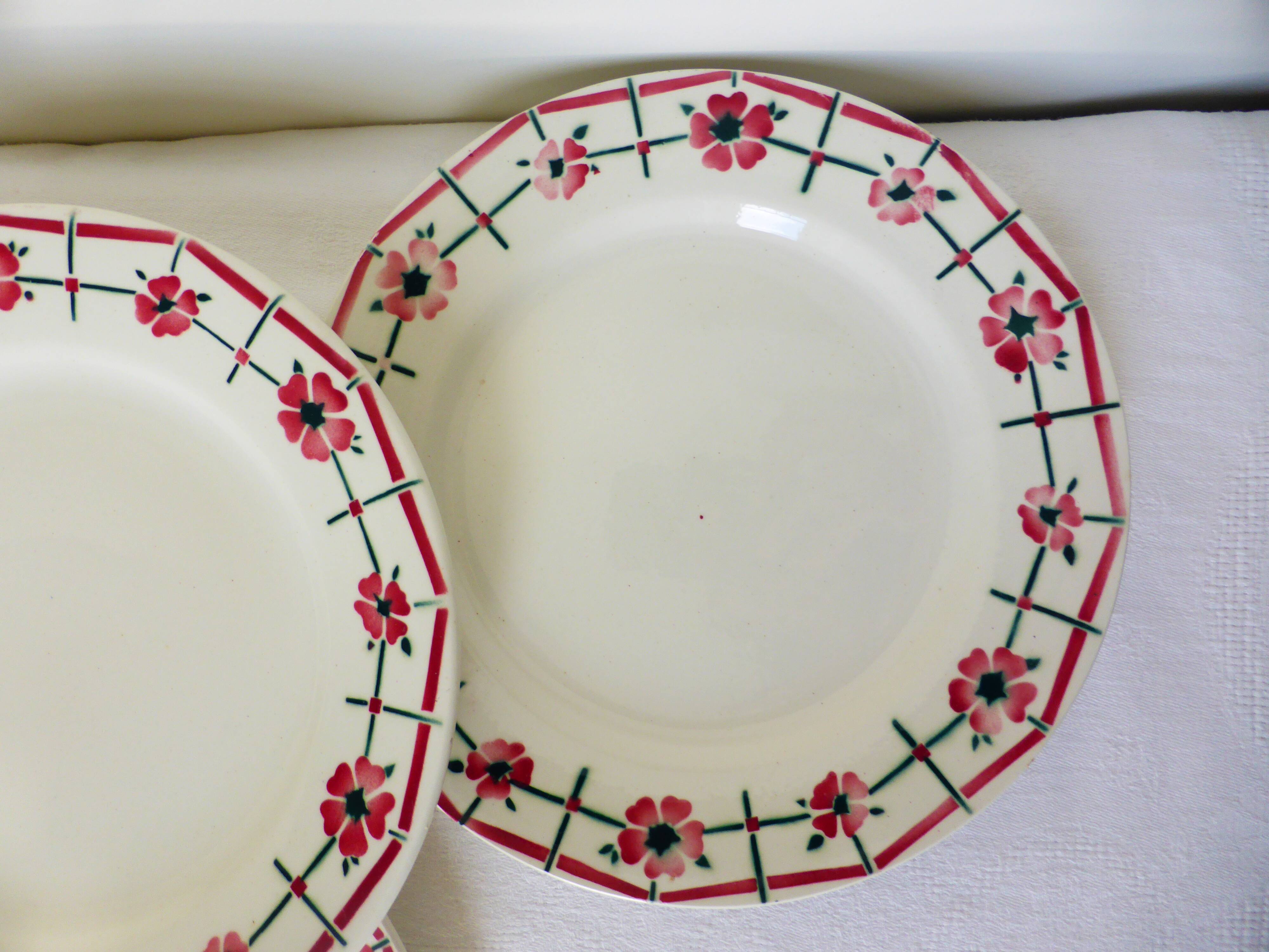 4 vintage flat plates Céranord St amand model Monique 2103152