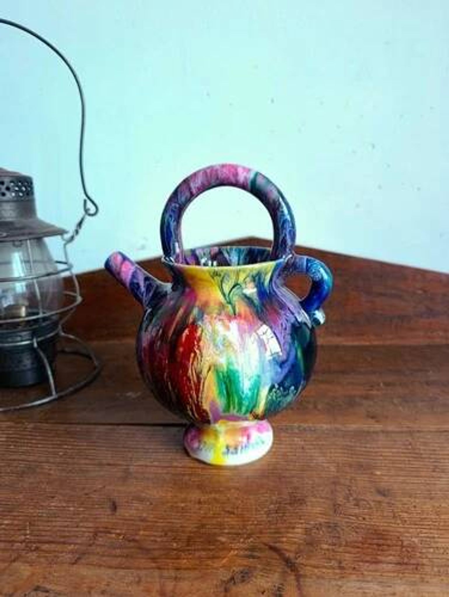 Vase / Pichet Céramique Multicolore - signé Dressinval - Années 60's - Vallauris