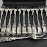 Set of 12 BOULENGER forks in silver metal