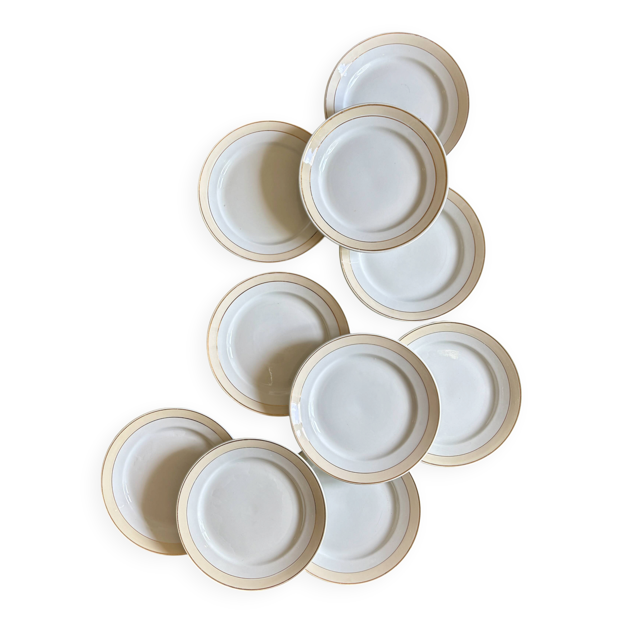 Set of 10 antique dessert plates - Auteuil from Lunéville
