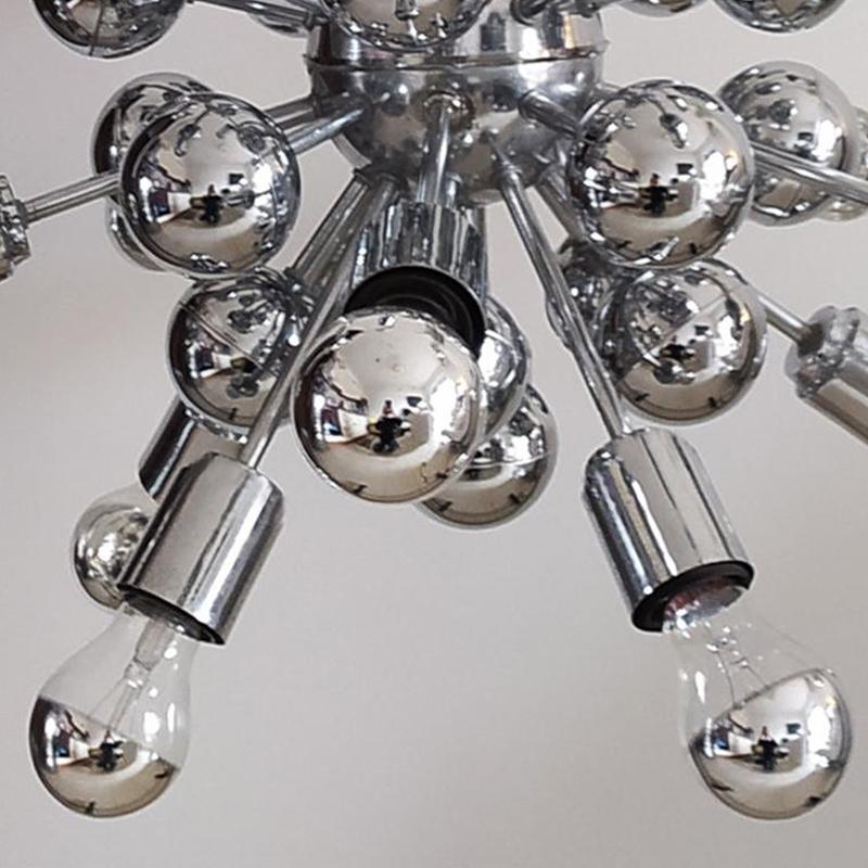 Chandelier sputnik by goffredo reggiani in chrome, made in italy 1970