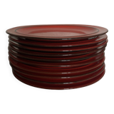 Set of 10 plates 1970 in red stoneware design Hertha Bengtson Thomas Rosenthal Scandinavian