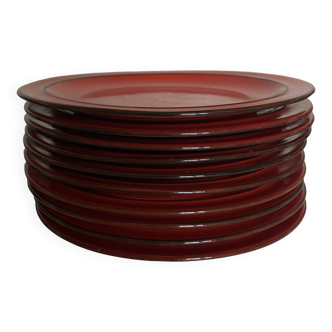 Set de 10 assiettes 1970 en grès rouge design Hertha Bengtson Thomas Rosenthal scandinaves