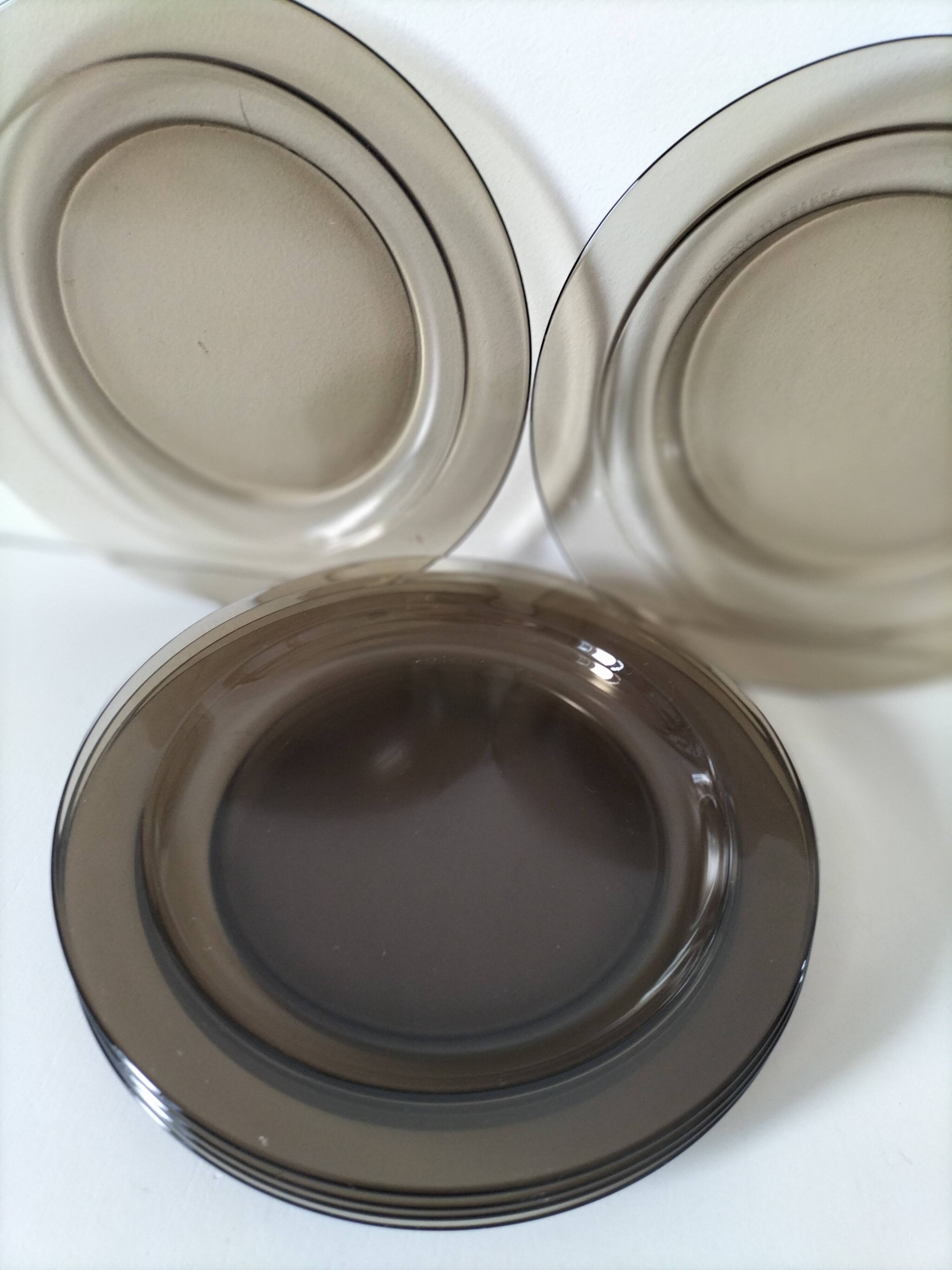 6 flat plates Arcoroc in smoked glass Smoke Brown