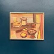 Original Swedish Oil on Canvas – "Breakfast" by Bengt Delefors – Signed "B. Delefors" – Vintage & Framed – 49 × 40 cm (19.3" × 15.7")