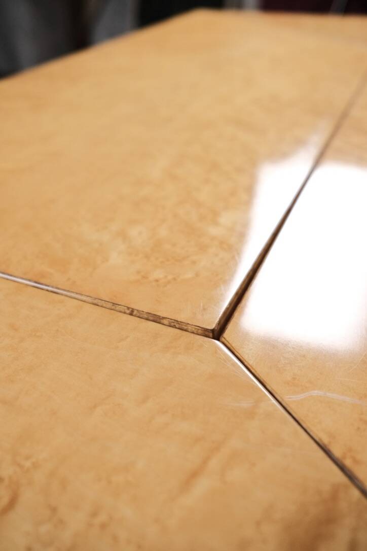 Ash burl bar coffee table, Paul Michel for Roche Bobois, 1980s