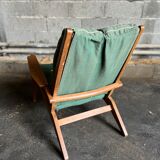 Airborne FS105 oak and fabric armchair by Pierre Guariche - 1950s
