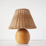 Elm and wicker ball lamp