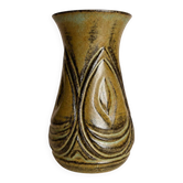 Vase en grès kaki, style wabi-sabi, céramique vintage brutaliste