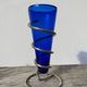 Small vase in cobalt blue glass and metal, 1980