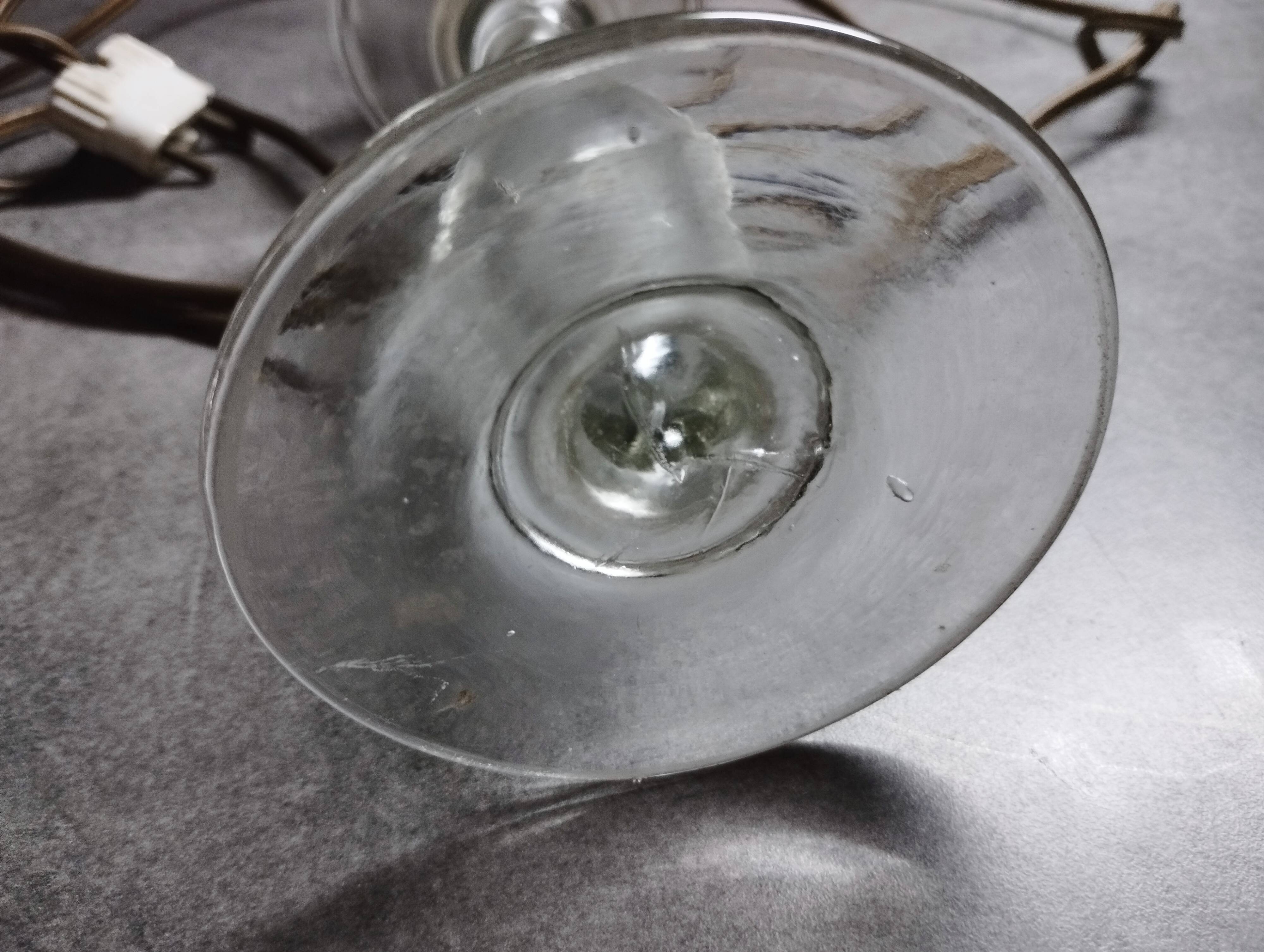 Superb old embroidery lamp in re-electrified blown glass