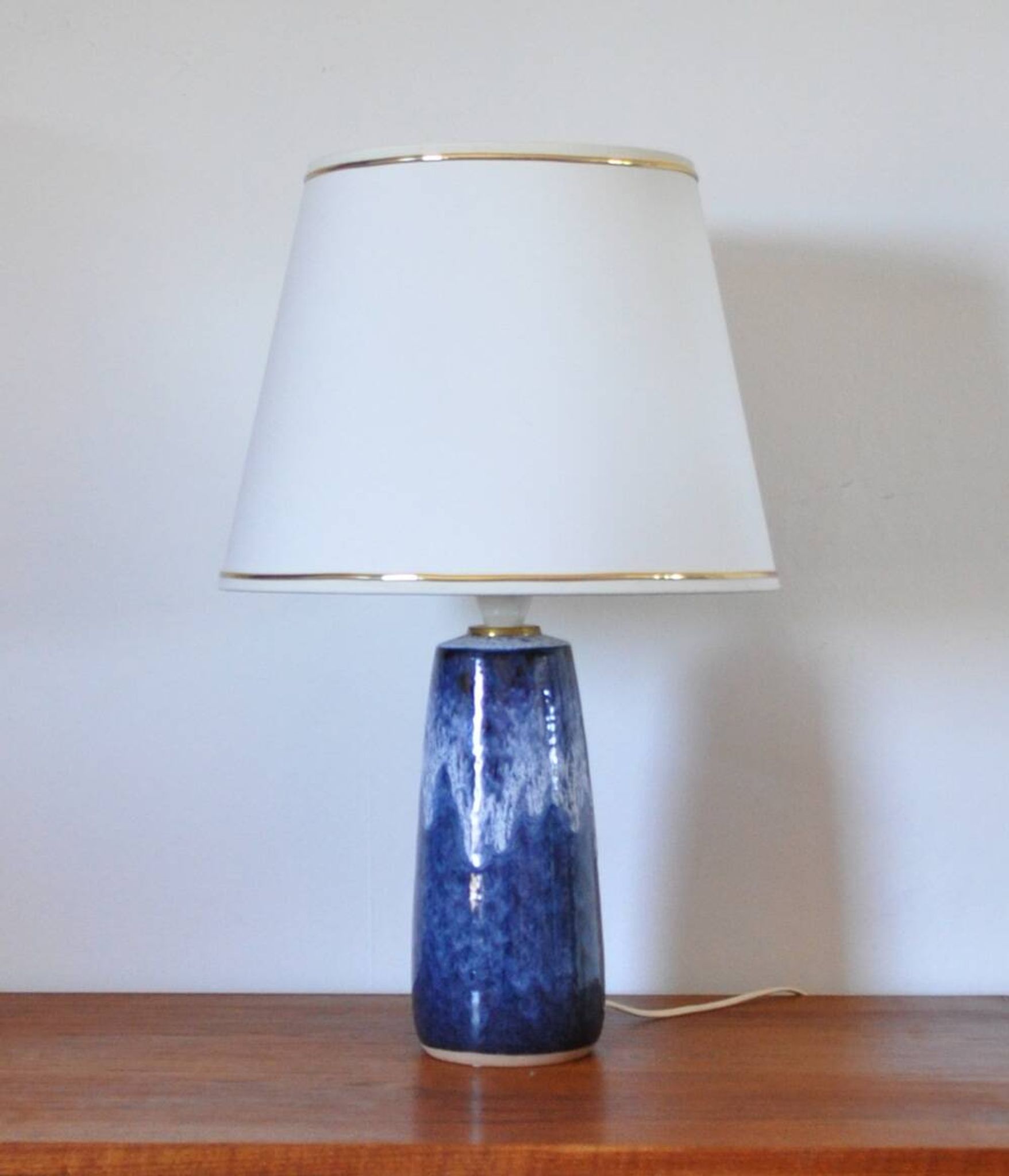 Glazed ceramic table lamp from Valholm, Denmark