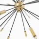 Sputnik-shaped chandelier in patinated gold-plated brass and black lacquer. Contemporary.