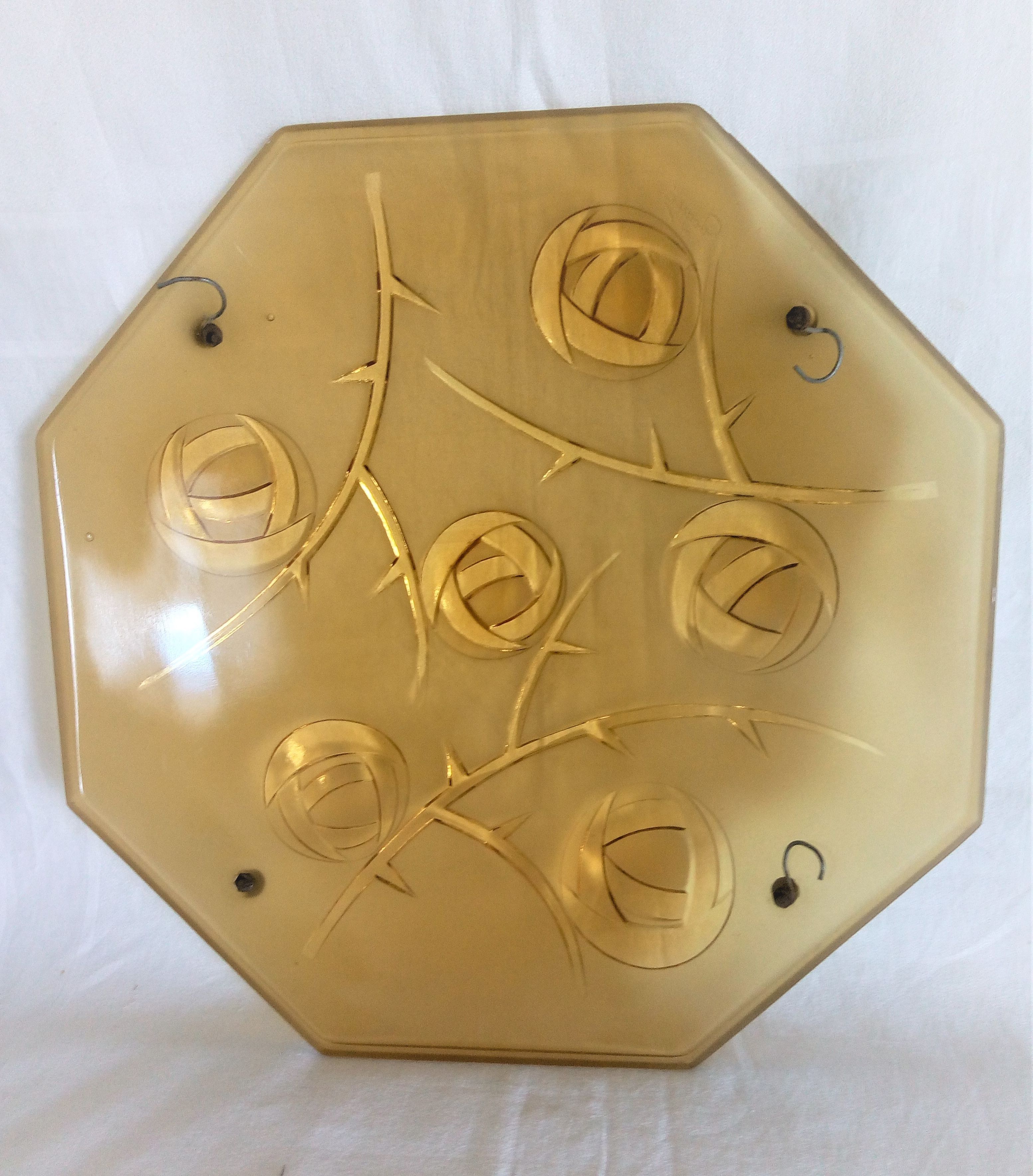 Vasque Art Déco pour suspension en verre moulé et pressé, verreries Degué