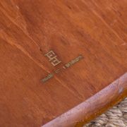 Round coffee table, two levels, danish in teak, brass and cannage