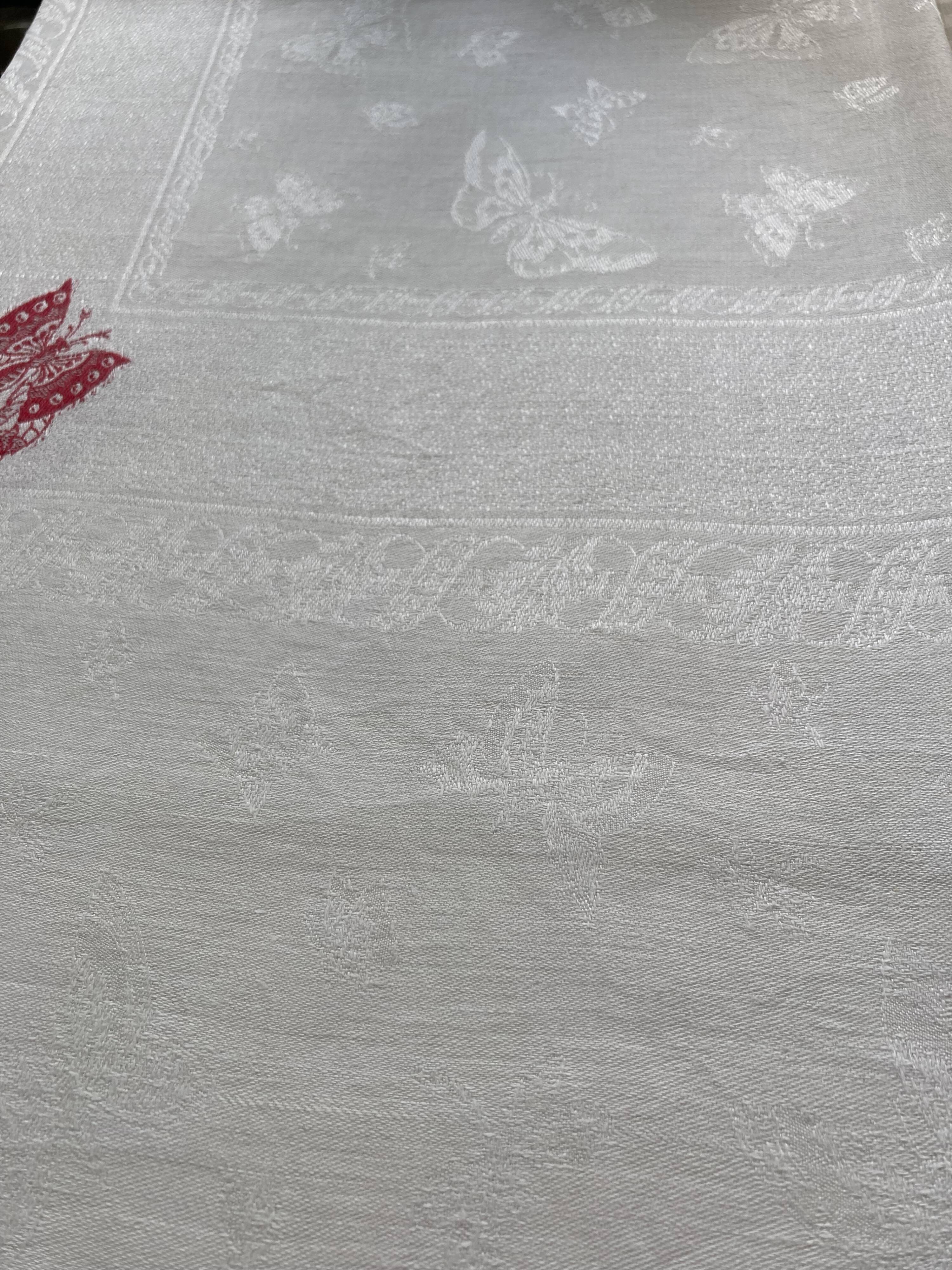 Damask tablecloth 125x125 butterfly embroidery