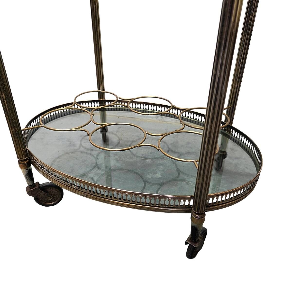 Vintage French Brass Serving Trolley, 1960s