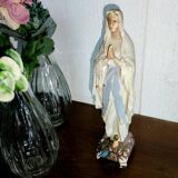 Antique Painted Plaster Virgin Mary Statue - 1930 - French - Vintage