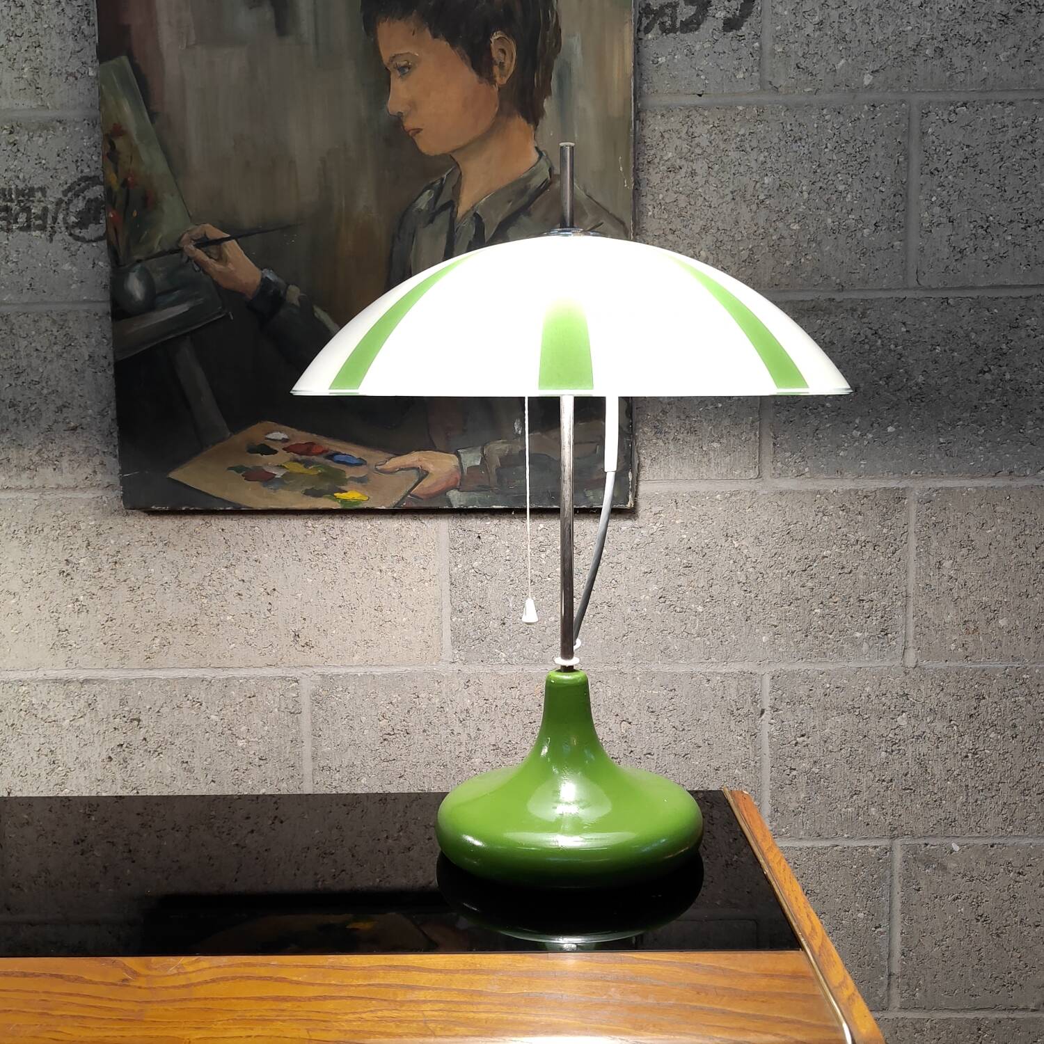 Pair of opaline lamp Space age Czech 1970