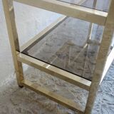 Bookcase or shelf in brass and smoked glass from the 70s