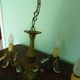 Rococo chandelier with crystal pendants, 4 lights, brass and metal 1950/1960